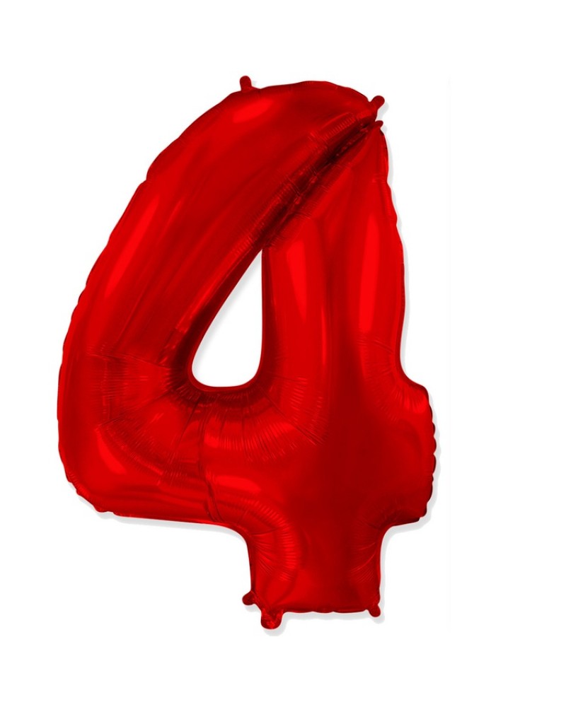 Шар (40''/102 см) Цифра, 4, Красный