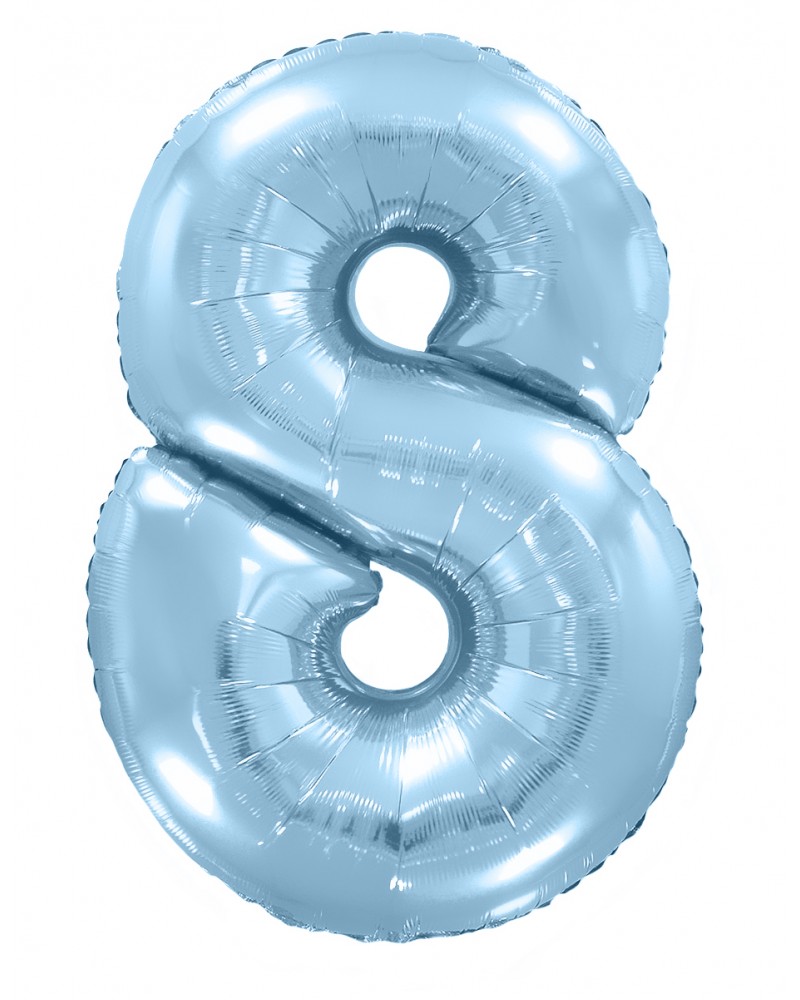 Шар (40''/102 см) Цифра, 8, Голубой