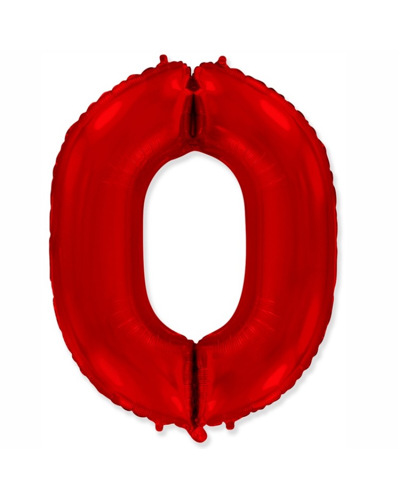 Шар (40''/102 см) Цифра, 0, Красный