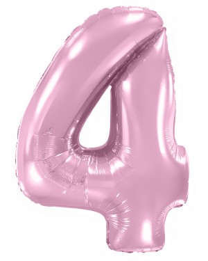 Шар (40''/102 см) Цифра, 4, Розовый макарунс