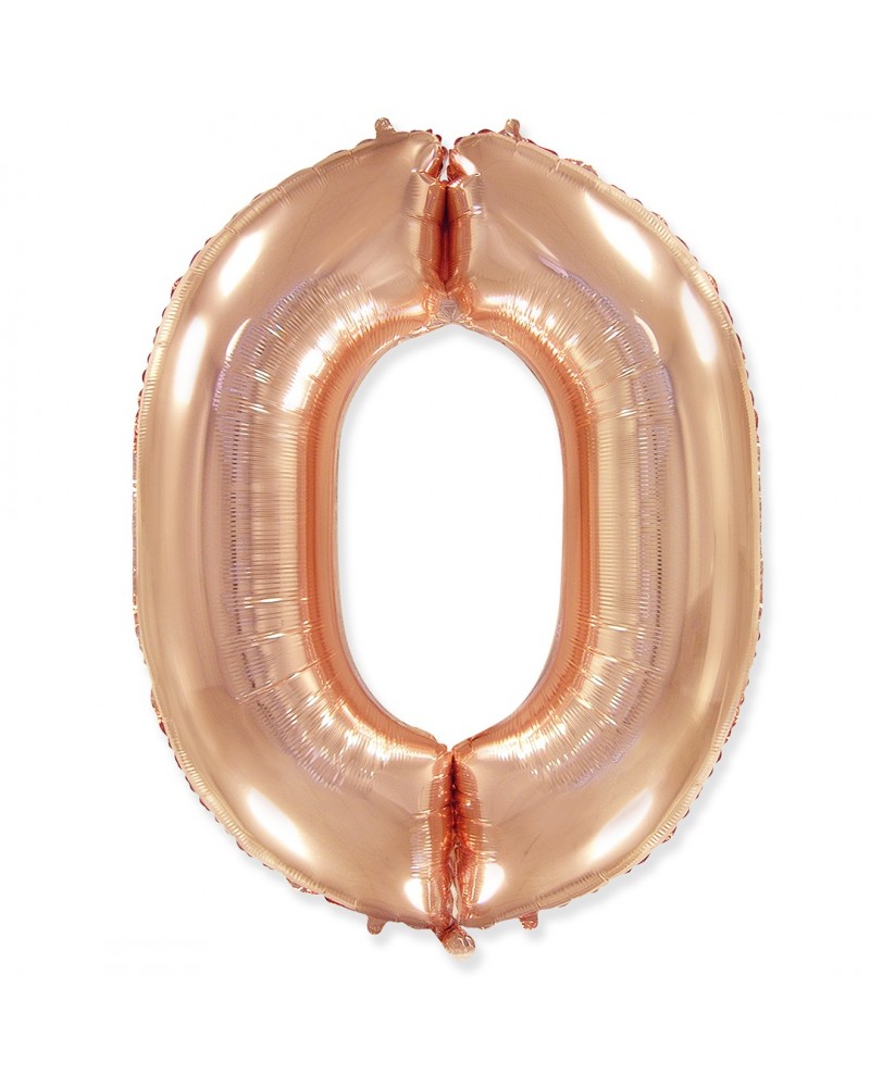 Шар (40''/102 см) Цифра, 0, Розовое Золото