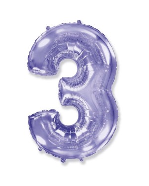 Шар (40''/102 см) Цифра, 3, Сиреневый