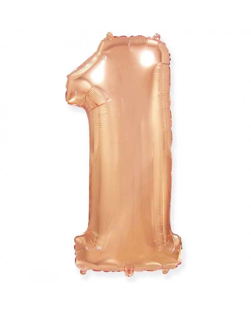 Шар (40''/102 см) Цифра, 1, Розовое Золото