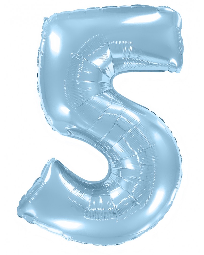 Шар (40''/102 см) Цифра, 5, Голубой