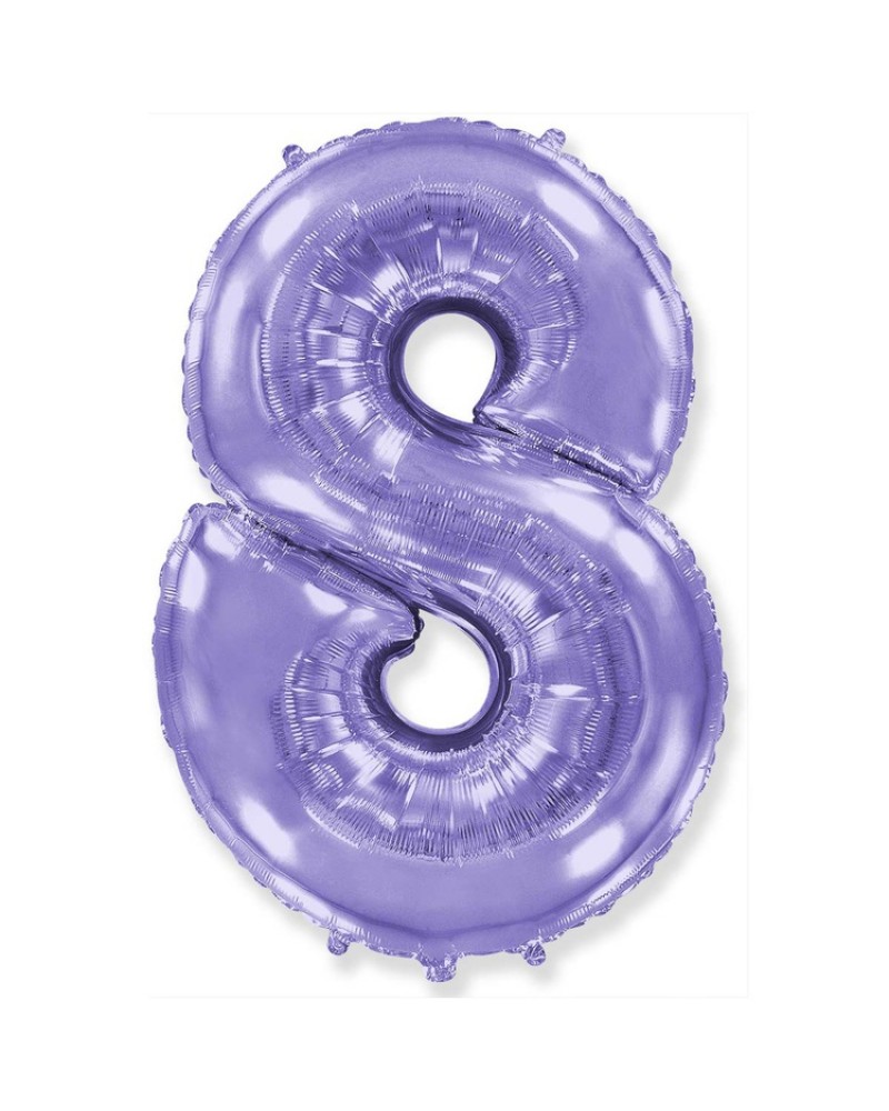 Шар (40''/102 см) Цифра, 8, Сиреневый