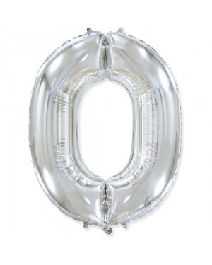 Шар (40''/102 см) Цифра, 0, Серебро
