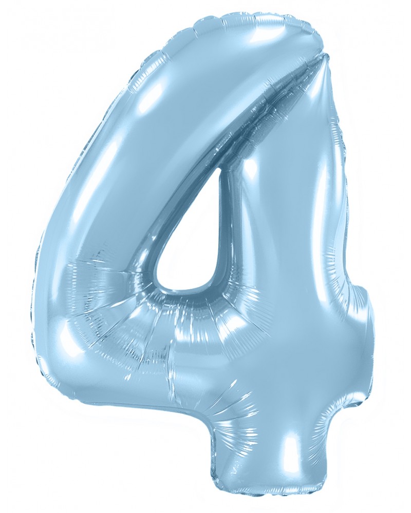 Шар (40''/102 см) Цифра, 4, Голубой