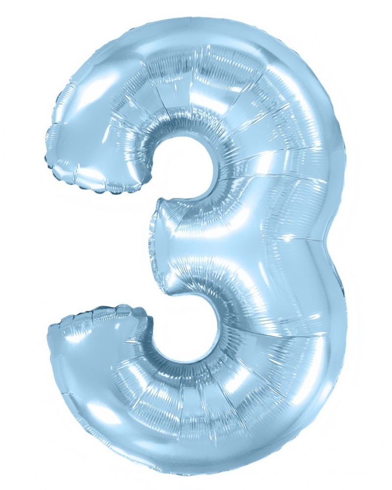 Шар (40''/102 см) Цифра, 3, Голубой