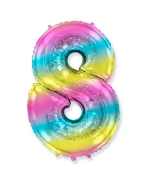 Шар (40''/102 см) Цифра, 8, Радуга Металлик