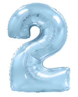 Шар (40''/102 см) Цифра, 2, Голубой макарунс
