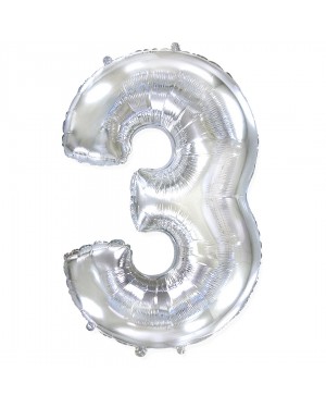 Шар (40''/102 см) Цифра, 3, Серебро