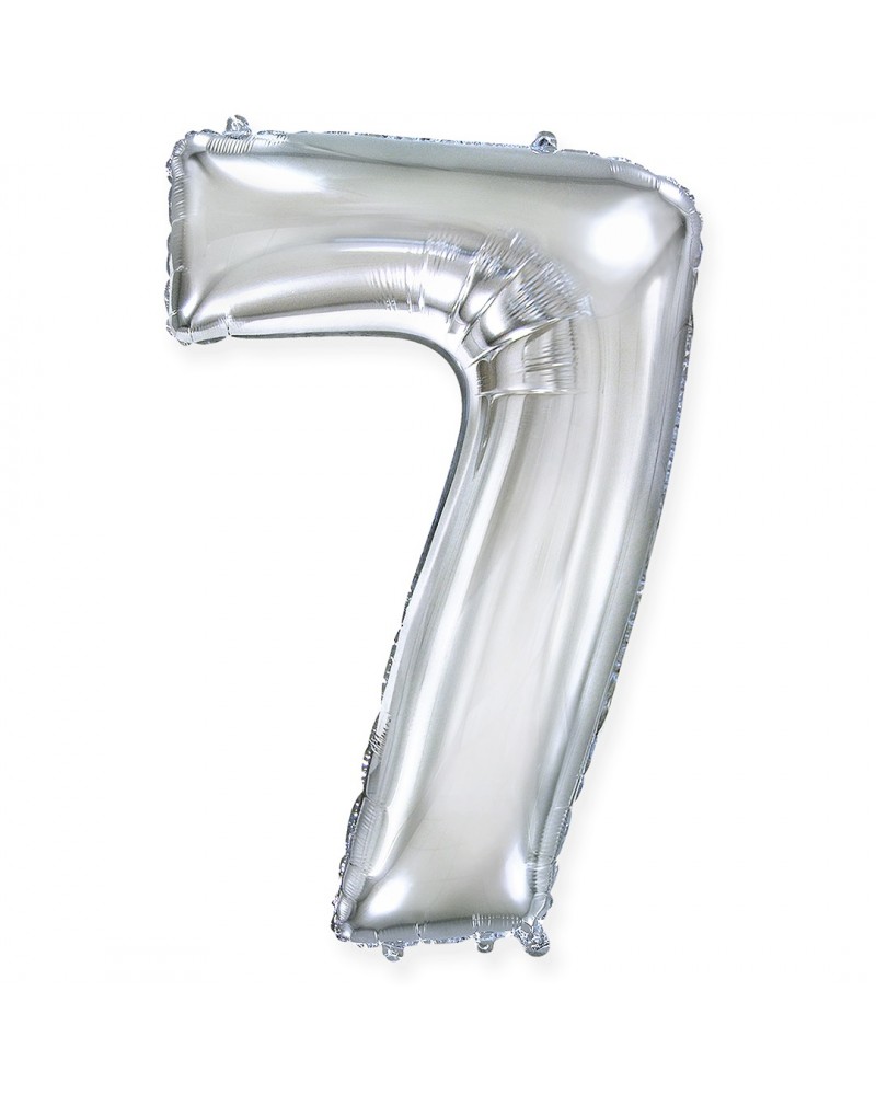 Шар (40''/102 см) Цифра, 7, Серебро