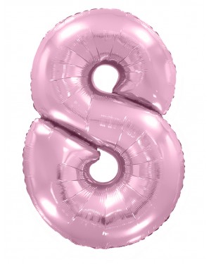 Шар (40''/102 см) Цифра, 8, Розовый макарунс