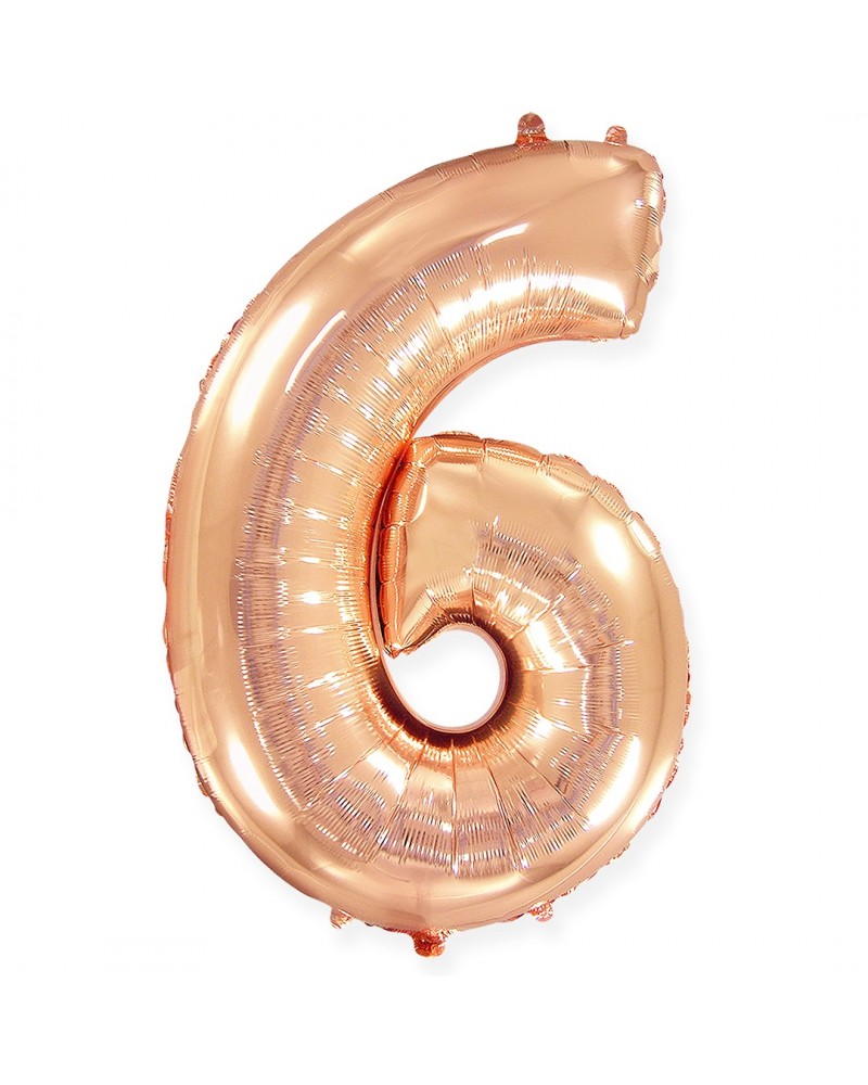 Шар (40''/102 см) Цифра, 6, Розовое Золото