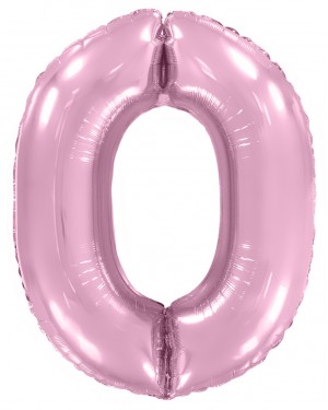 Шар (40''/102 см) Цифра, 0, Розовый макарунс