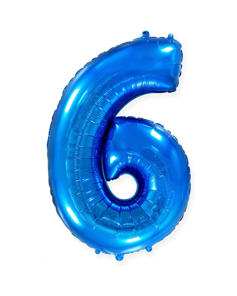 Шар (40''/102 см) Цифра, 6, Синий