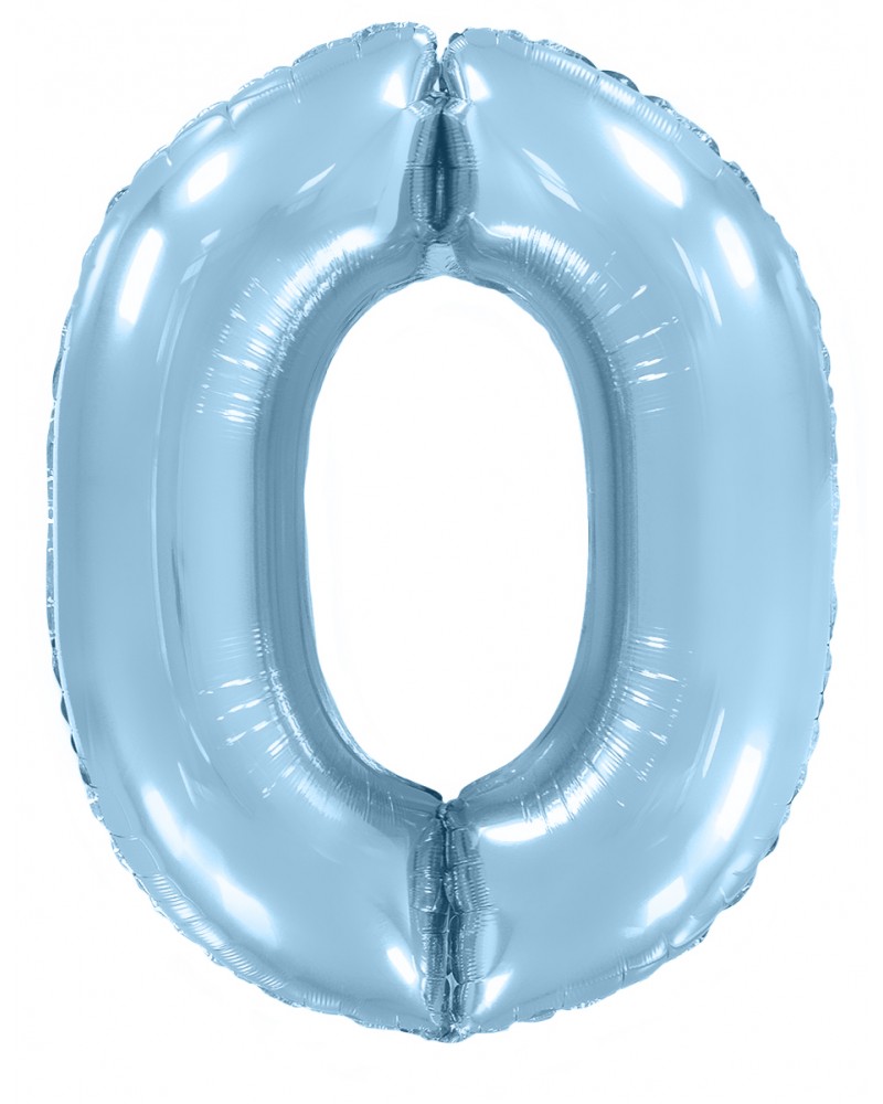Шар (40''/102 см) Цифра, 0, Голубой