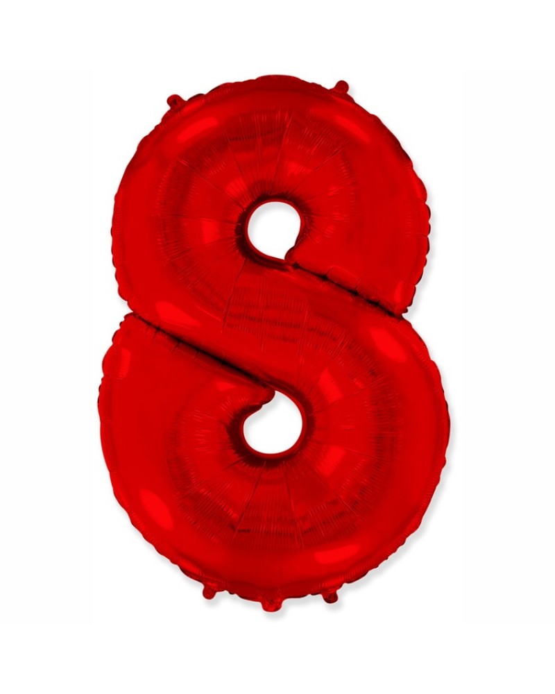 Шар (40''/102 см) Цифра, 8, Красный