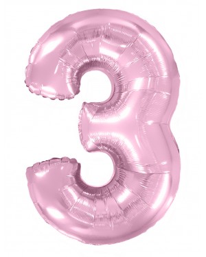 Шар (40''/102 см) Цифра, 3, Розовый макарунс