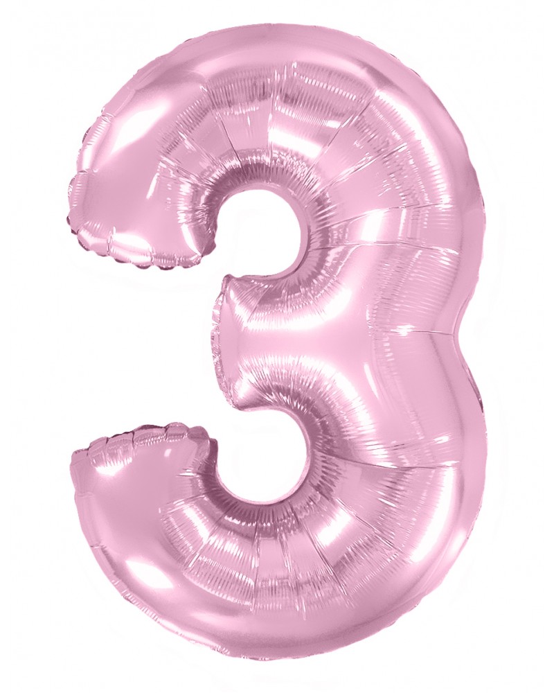 Шар (40''/102 см) Цифра, 3, Розовый