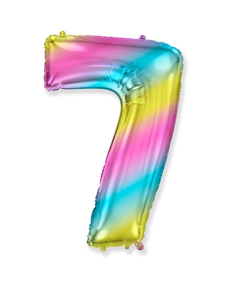 Шар (40''/102 см) Цифра, 7, Радуга Металлик