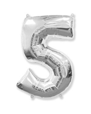 Шар (40''/102 см) Цифра, 5, Серебро