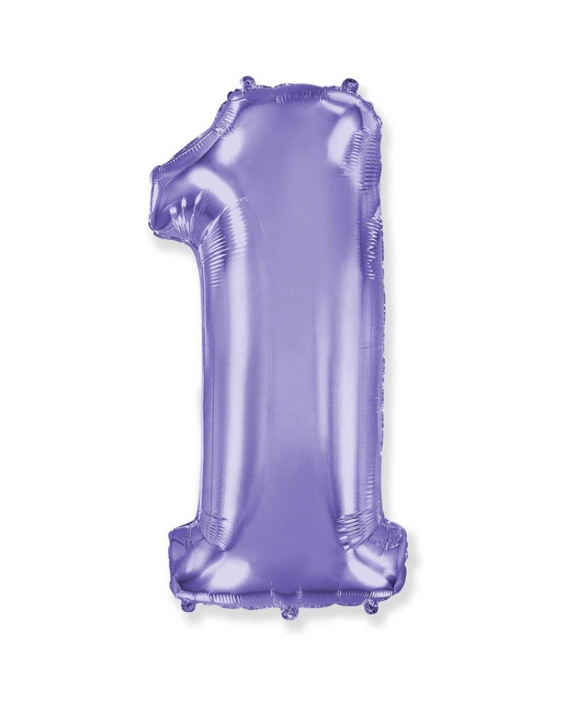 Шар (40''/102 см) Цифра, 1, Сиреневый