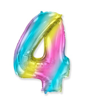 Шар (40''/102 см) Цифра, 4, Радуга Металлик